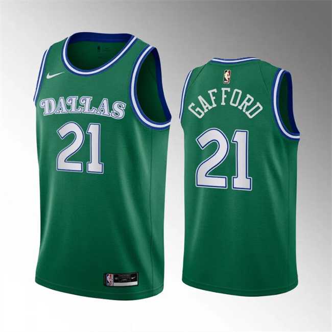 Mens Dallas Mavericks #21 Daniel Gafford Green Classic Edition Stitched Basketball Jersey Dzhi